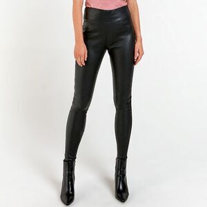 AS By DF Gigi Black Stretch Recycled Leather Front/Ponte Knit Back Legging Sz XS